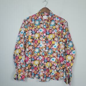 Tunevuse Floral Button Up Shirt Mens M Long Sleeve Tropical Multicolor